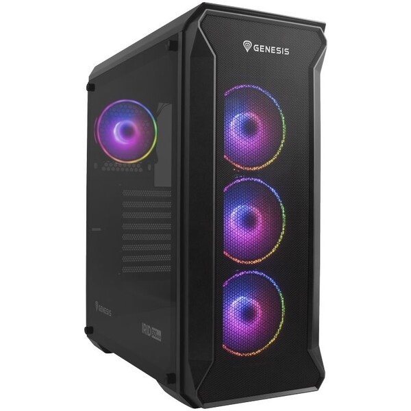 Počítačová skříň Genesis IRID 505 ARGB BLACK MIDI (USB 3.0), 4x 120mm ventilátory ARGB