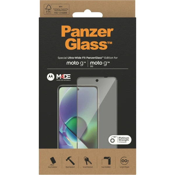 PanzerGlass Ultra-Wide Fit ochranné sklo Motorola Moto G14/G54/G54 Power - Ochranné folie a skla - Obrázek KR51000P01