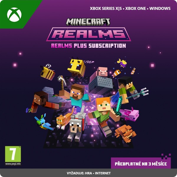 Minecraft Realms Plus 3 měsíční předplatné (PC/Xbox)