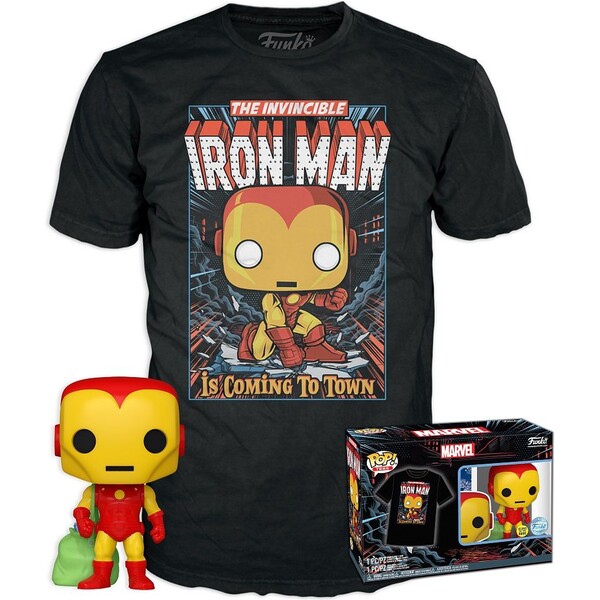Levně Funko POP! & Tee: Marvel- Holiday Iron Man (GITD) S