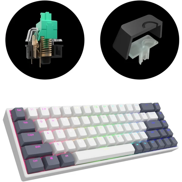 Dark Project KD68B mechanická klávesnice šedá/bílá - JRC.cz