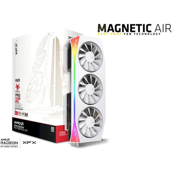 XFX Mercury AMD Radeon RX 9070 XT OC 16GB GDDR6, Magnetic Air Edition RGB white - Grafické karty - Obrázek M8LE000L01