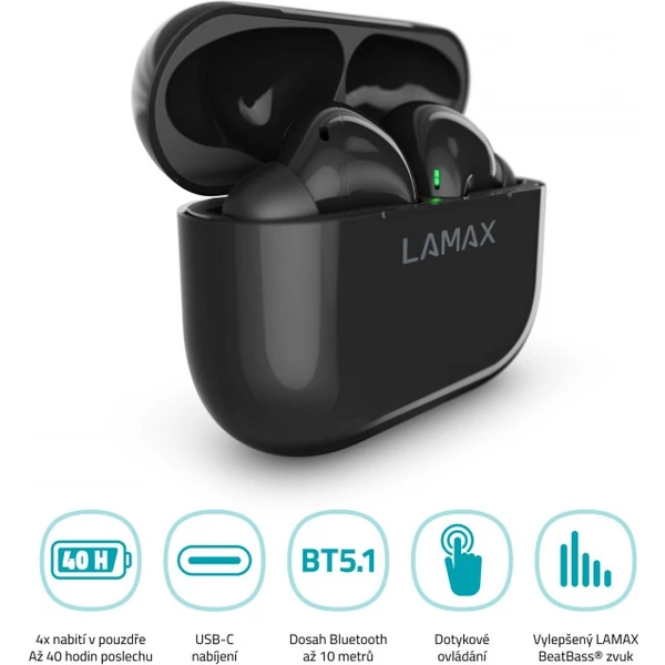 LAMAX Clips1 bezdrátová sluchátka černá - Sluchátka - Obrázek M8UK100501