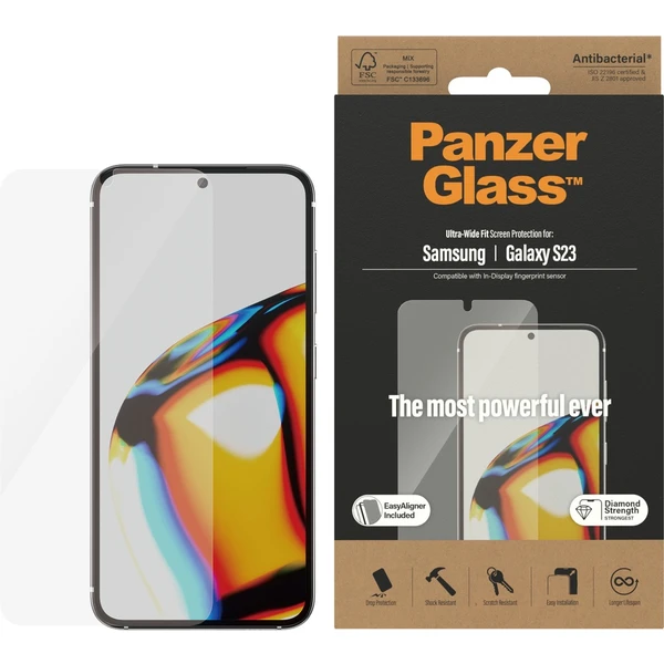 PanzerGlass™ Ultra-Wide Fit Samsung Galaxy S23/S22 s funkčním otiskem prstů a instalačním rámečkem - Ochranné folie a skla - Obrázek M9S1G00101