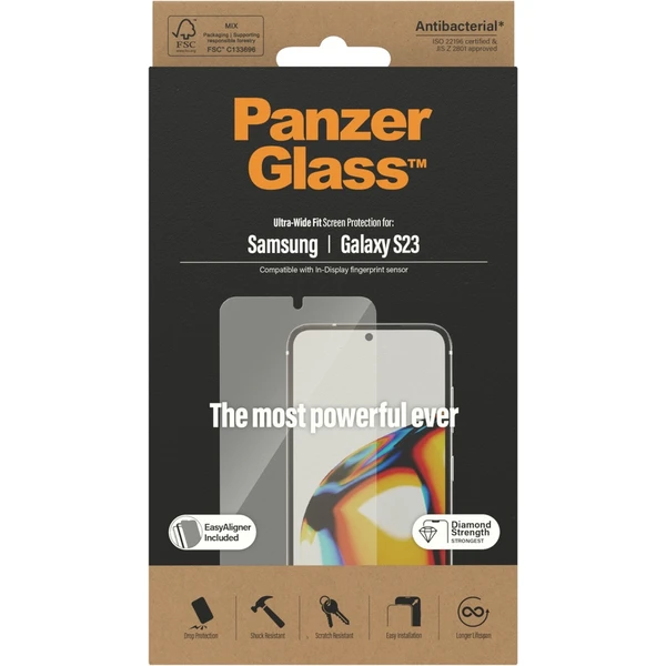 PanzerGlass™ Ultra-Wide Fit Samsung Galaxy S23/S22 s funkčním otiskem prstů a instalačním rámečkem - Ochranné folie a skla - Obrázek N9S1G00101