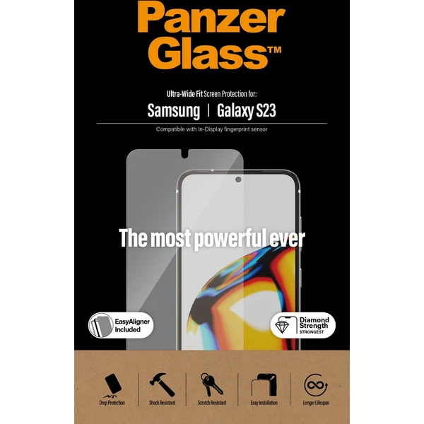 PanzerGlass™ Ultra-Wide Fit Samsung Galaxy S23/S22 s funkčním otiskem prstů a instalačním rámečkem - Ochranné folie a skla - Obrázek O9S1G00101