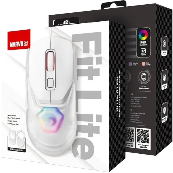 Marvo FIT LITE G1 herní drátová myš bílá - Myši - Obrázek OTGL300401