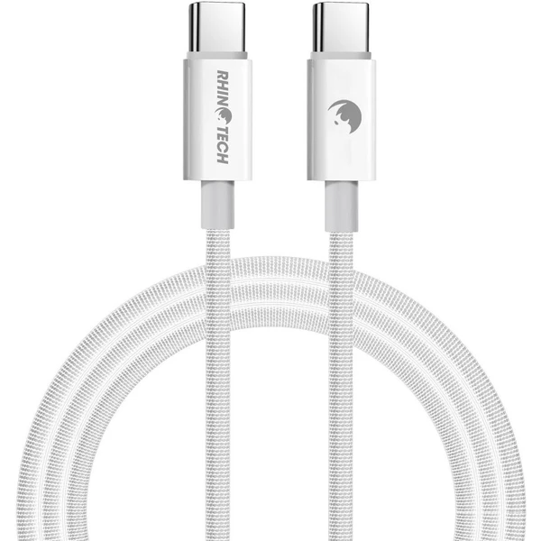 RhinoTech kabel s nylonovým opletem USB-C na USB-C 60W, 1 m bílý - Kabely - Hlavní obrázek