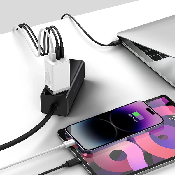 Baseus GaN5 Pro rychlonabíječka 65W  2x USB-C, 1x USB bílá - Nabíječky - Obrázek PFGE000L01