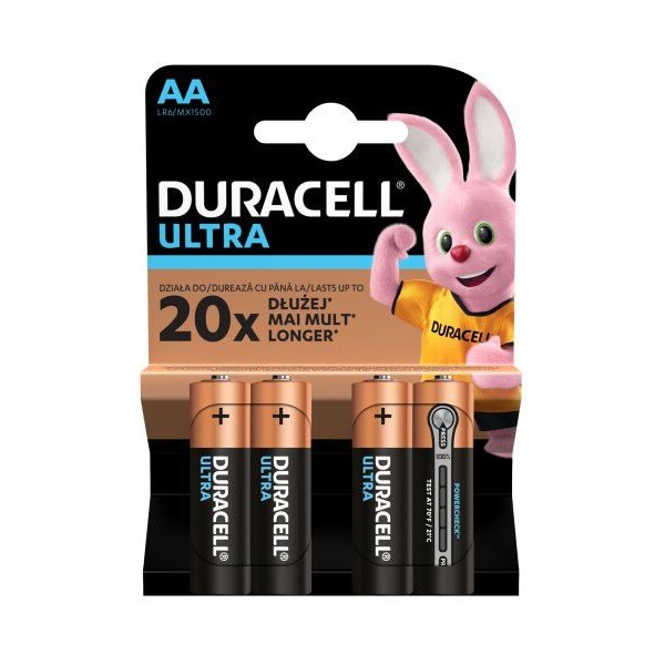 Duracell Ultra AA alkalická baterie, 4 ks