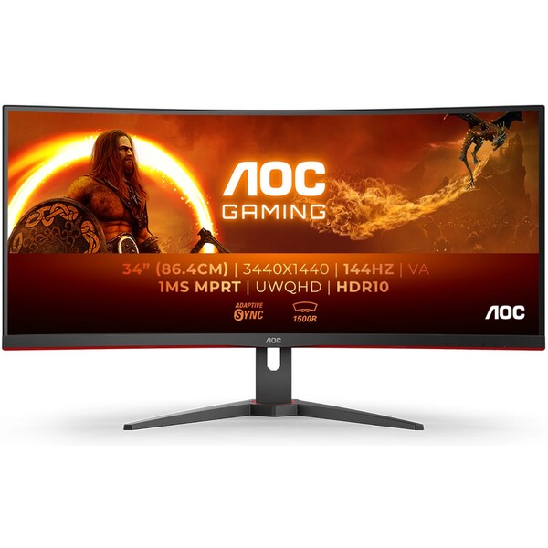 34" AOC CU34G2XE-BK VA/3440x1440/144Hz/1ms/Blck-Red