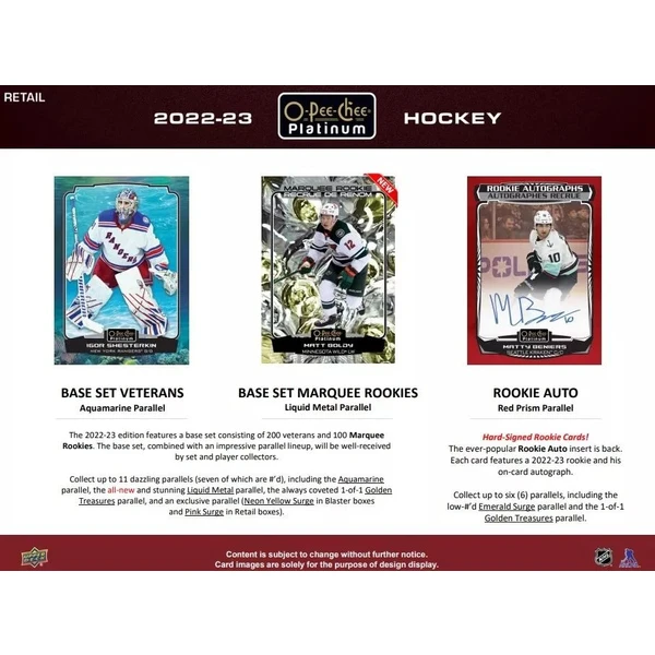 Hokejové karty Upper Deck O-Pee-Chee Platinum Hockey Blaster Box 2022-23 - Hokejové karty - Obrázek Q0M3000L01