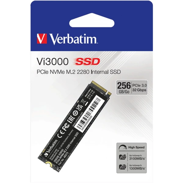 VERBATIM SSD Vi3000 Internal PCIe NVMe M.2 SSD 256GB - SSD disky - Obrázek Q463000O01