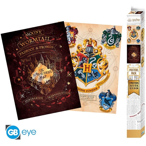 Levně Set 2 plakátů Harry Potter - Crest & Marauders (52x38 cm)