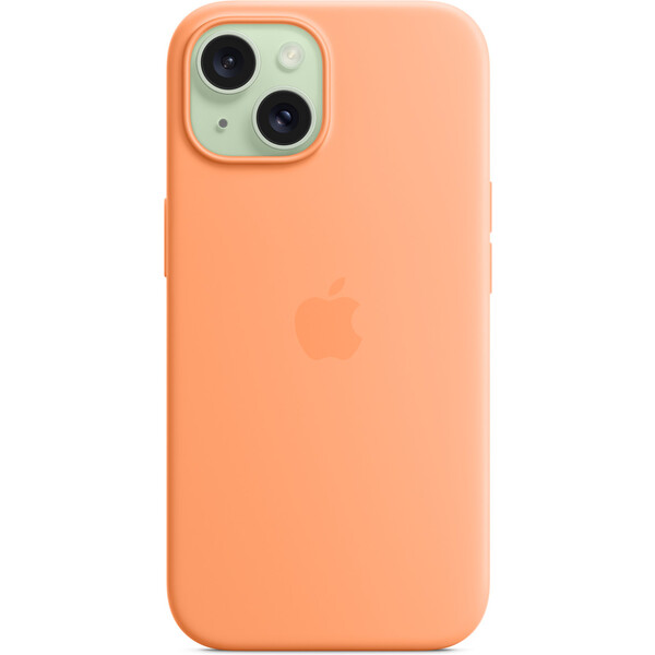 Levně Apple silikonový kryt s MagSafe na iPhone 15 sorbetově oranžová