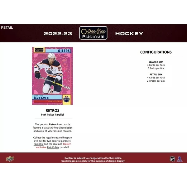 Hokejové karty Upper Deck O-Pee-Chee Platinum Hockey Blaster Box 2022-23 - Hokejové karty - Obrázek S0M3000L01