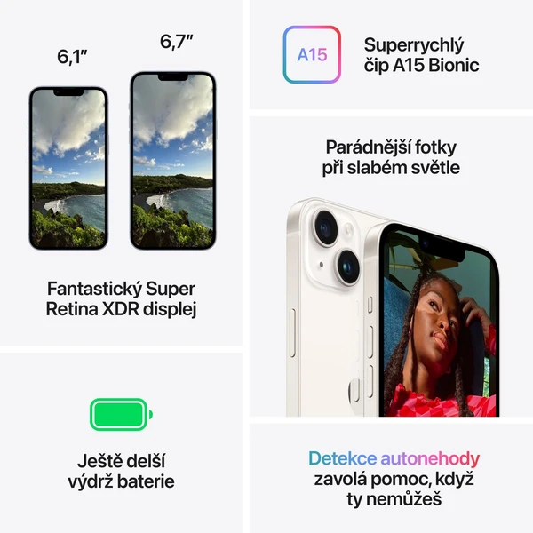 Apple iPhone 14 128GB hvězdně bílý - Mobilní telefony - Obrázek S3LG300401