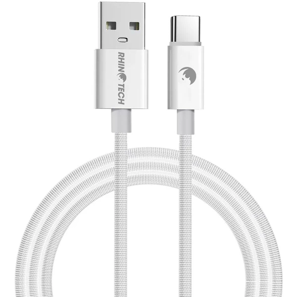 RhinoTech kabel s nylonovým opletem USB-A na USB-C 27W, 1 m bílý - Kabely - Hlavní obrázek