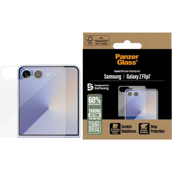 PanzerGlass® Ultra-Wide Fit sklo Samsung Galaxy Z Flip7 - Ochranné folie a skla - Obrázek S4SE000K01