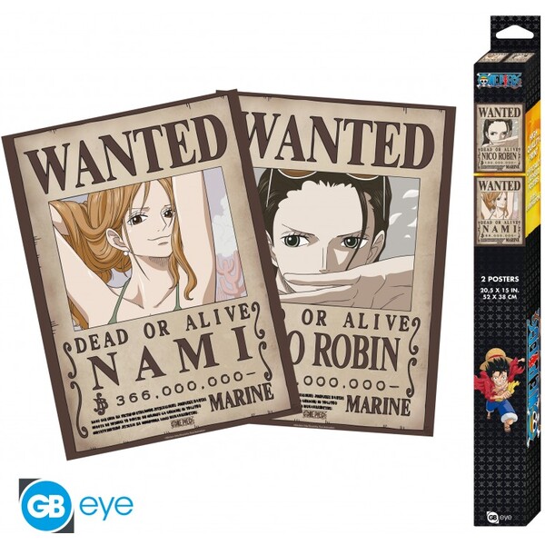 Levně Set 2 plakátů One Piece - Wanted Nami & Robin (52x38 cm)