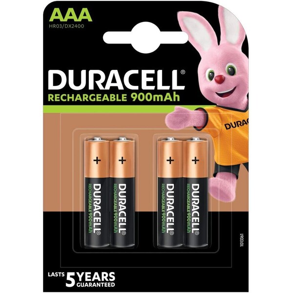 Levně Duracell Rechargeable AAA nabíjecí baterie, 900mAh, 4 ks