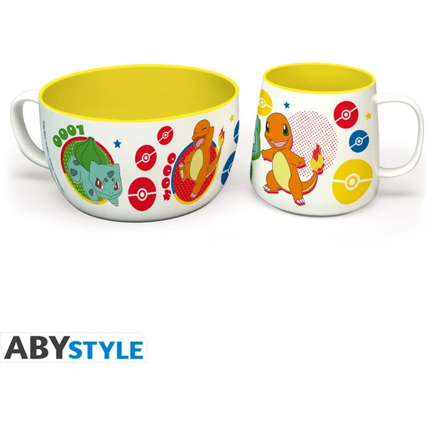 Snídaňový set Abysse Corp hrnek a miska Pokémon - Pikachu & Kanto Starters - Dárkové sety - Hlavní obrázek