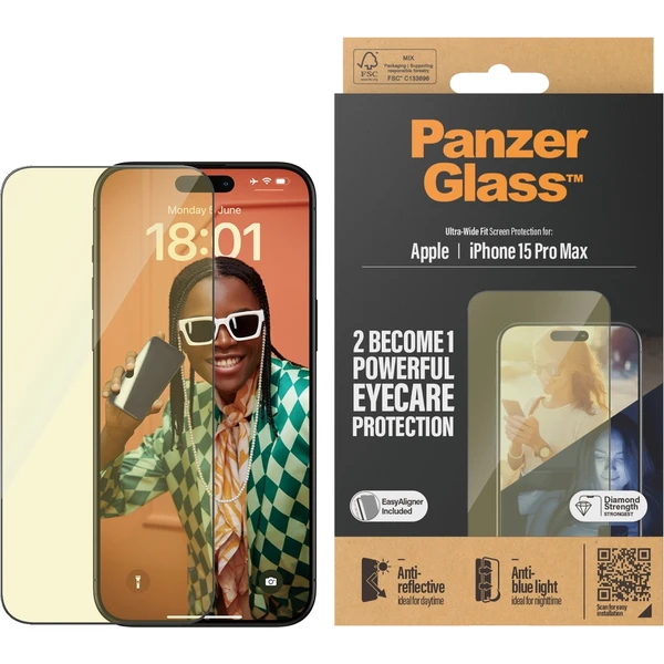 PanzerGlass EyeCare ochranné sklo Apple iPhone 15 Pro Max - Ochranné folie a skla - Obrázek U4TS100501