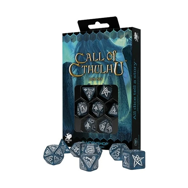 Set kostek Q-workshop Call of Cthulhu Abyssal & White (7 kostek) - Kostky - Obrázek V6DE000O01