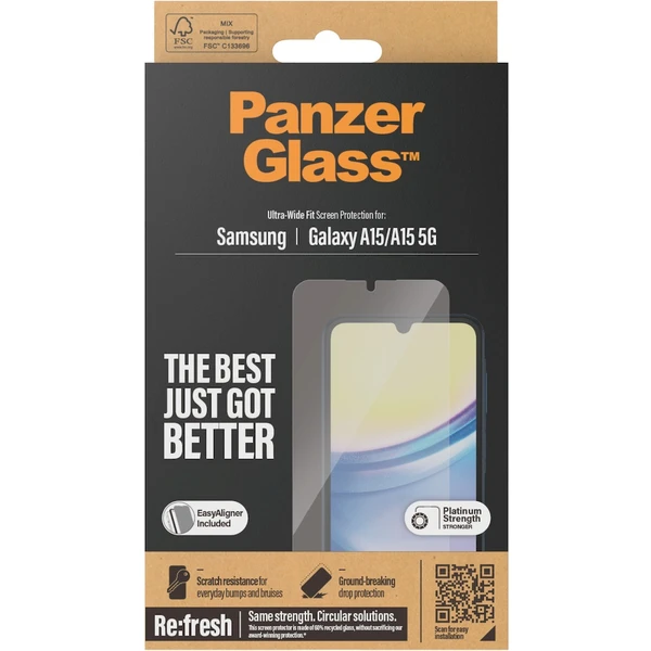 PanzerGlass Ultra-Wide Fit ochranné sklo Samsung Galaxy A15/A15 5G s instalačním rámečkem - Ochranné folie a skla - Obrázek WR51000P01