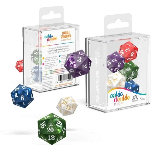 Sada kostek Oakie Doakie D20 Spindown Marble (5ks) - Kostky - Obrázek X290000J01