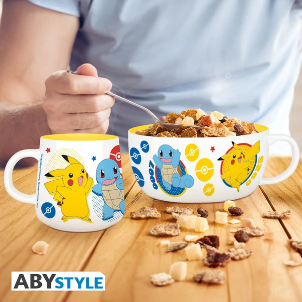 Snídaňový set Abysse Corp hrnek a miska Pokémon - Pikachu & Kanto Starters - Dárkové sety - Obrázek X2ZD000P01