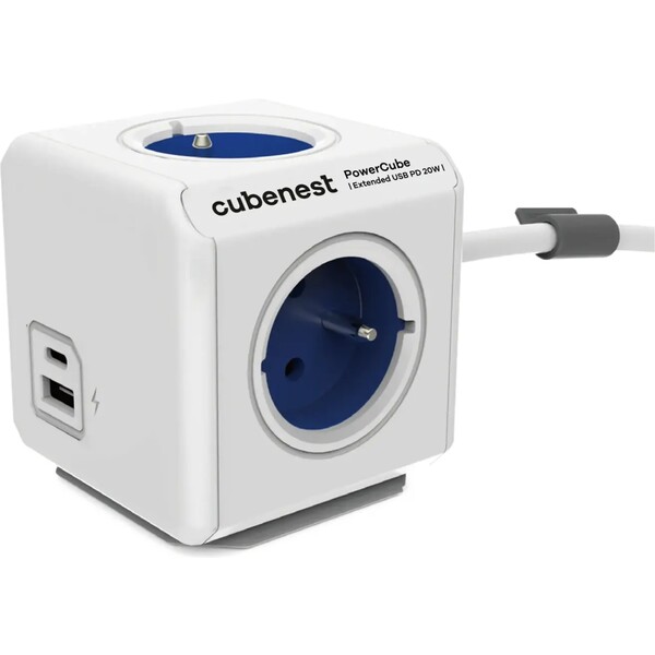Levně CubeNest PowerCube Extended USB PD 20W, A+C, 1.5m kabel, modrá