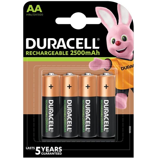 Levně Duracell Rechargeable AA nabíjecí baterie, 2500mAh, 4 ks