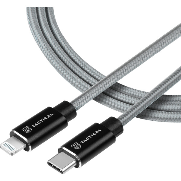 Levně Tactical Fast Rope Aramid Cable USB-C/Lightning MFI 0,3m šedý