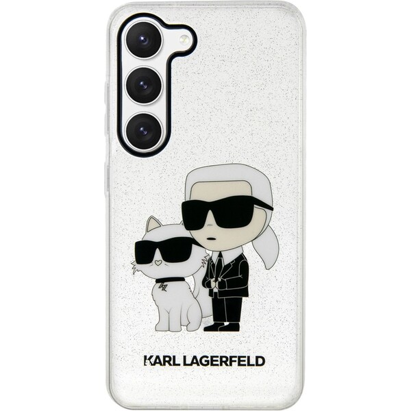 Levně Karl Lagerfeld IML Glitter Karl and Choupette NFT kryt pro Samsung Galaxy S23 čirý