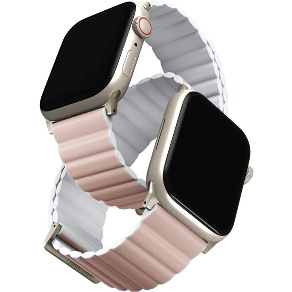 Levně UNIQ Revix Premium Edition řemínek pro Apple Watch 41/40/38mm Blush (růžový/bílý)