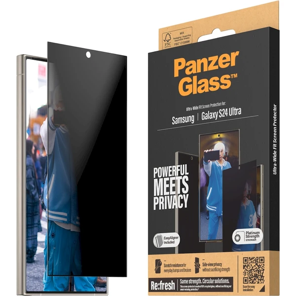 PanzerGlass Privacy Samsung Galaxy S24 Ultra s instalačním rámečkem - Ochranné folie a skla - Obrázek ZP51000P01