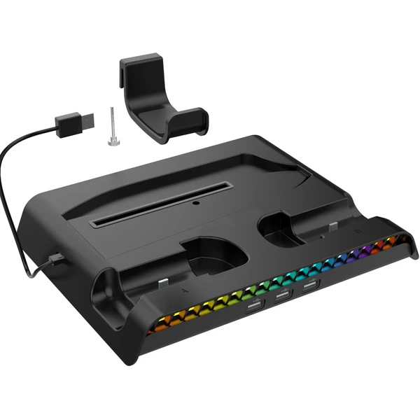 iPega P5S006 Multifunkční Nabíjecí RGB Stojan s Chlazením pro PS5 Slim černý - Nabíječky - Obrázek a00b2905db5b499d99289db37be1a4ab