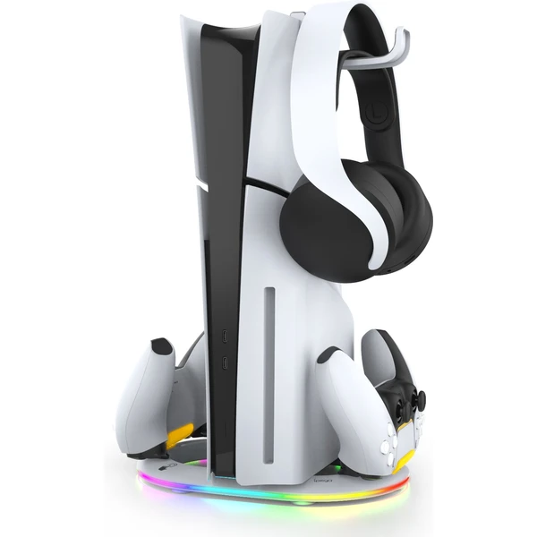 iPega P5S045 Vertikální Nabíjecí Stojan s RGB pro PS5/PS5 Slim/PS5 Pro bílý - Nabíječky - Hlavní obrázek