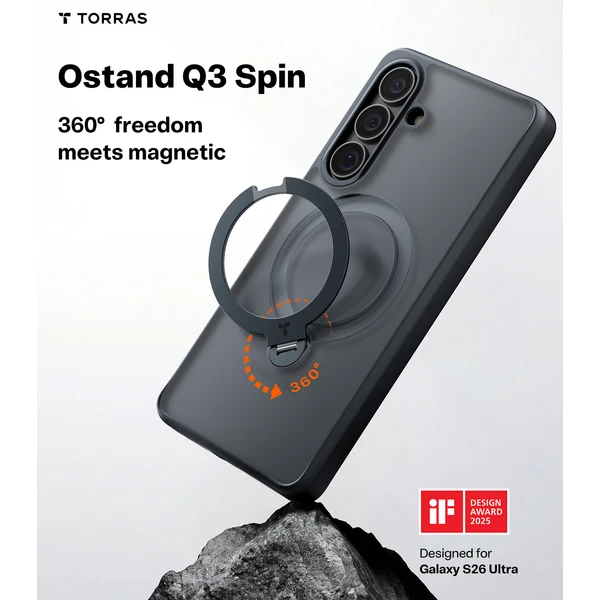 Torras Ostand Q3 Spin MagSafe kryt Samsung Galaxy S26+ obsidian black - Pouzdra - Obrázek b4069d1e57604ddd8e4d779ea2439891
