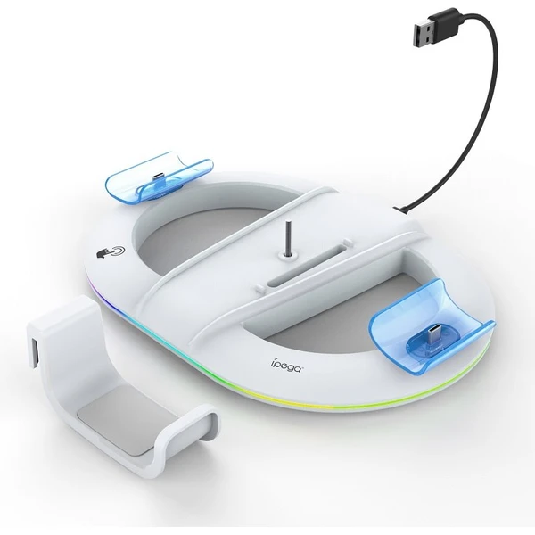 iPega P5S045 Vertikální Nabíjecí Stojan s RGB pro PS5/PS5 Slim/PS5 Pro bílý - Nabíječky - Obrázek b538afee132c4754a585ae2976fe1601