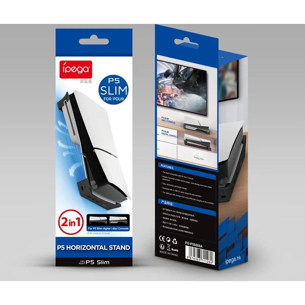 iPega P5S008A Horizontální Stojan s USB HUB pro PS5 Slim/PS5 Pro černý - Stojánky - Obrázek b708ac1fe4024468ba139ac0e9528a76