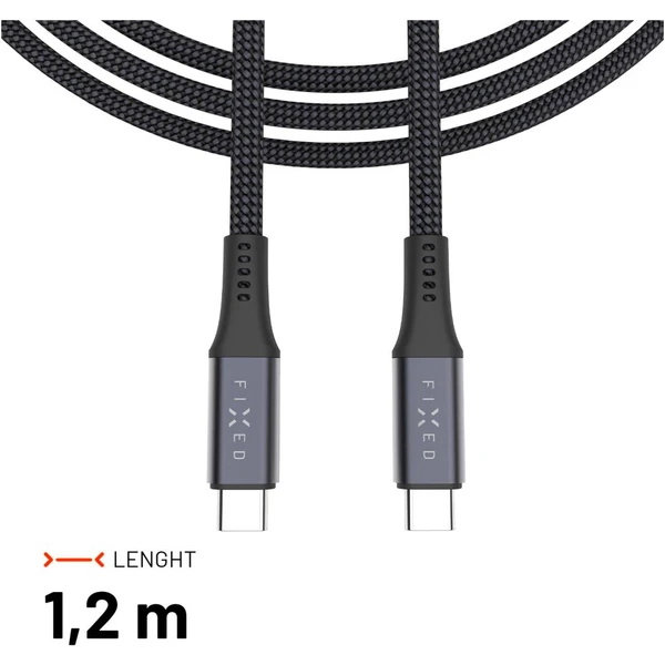 FIXED Multimedia Cabel USB-C napájecí a datový kabel 4K/60z, 20Gbps, 240W, 1,2m šedý - Kabely a redukce - Obrázek ba56020b64d54622b846fda120a1daf5