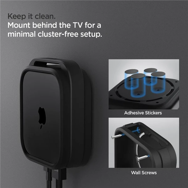 Spigen Silicone Fit Mount silikonový držák pro Apple TV 4K 3th Gen (2022) černý - Držáky - Obrázek bbc2c79a674547cb864b329407a53c74