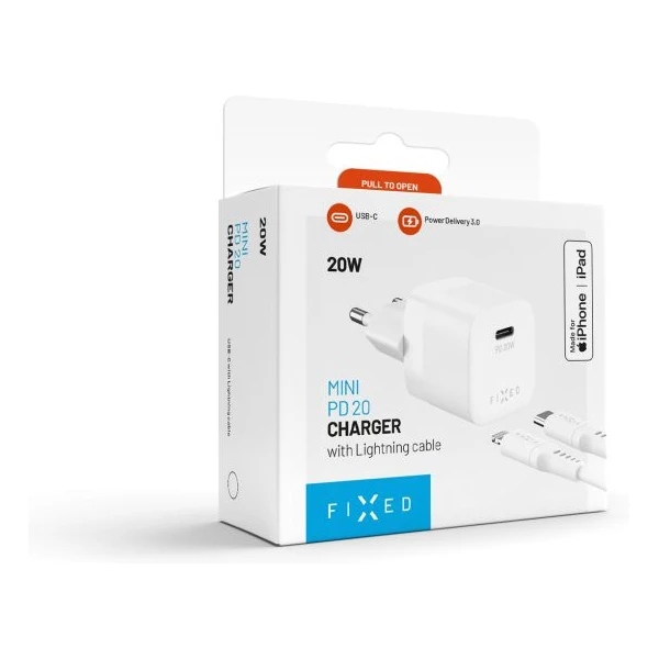 FIXED Mini nabíječka s USB-C a USB-C/Lightning kabelem, PD, 1 m, MFI, 20W, bílá - Nabíječky - Obrázek d27e4dc03cdf41788804560f817d1556