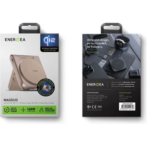 ENERGEA MagDuo 2v1 Foldable (Qi2) MagSafe nabíječka zlatá - Nabíječky - Obrázek dc3d90b871da4861a4a5d93b37802e73
